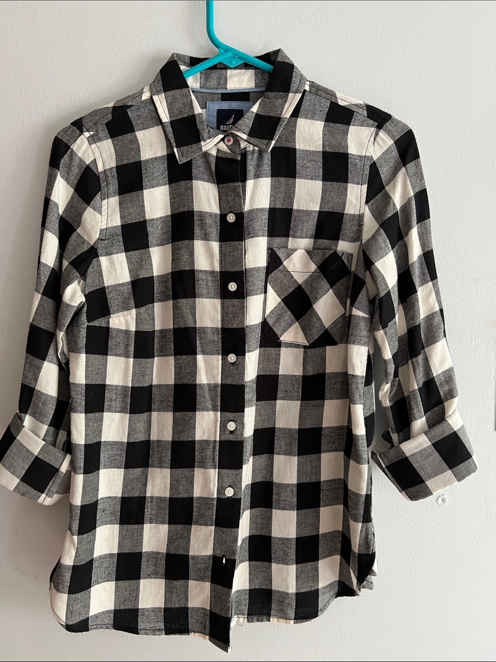 NWOT Nautica Black and White Buffalo Check Button-Down Shirt